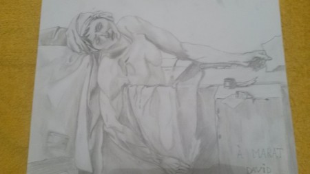 reproduction de Marat assassiné de Jacques Louis David