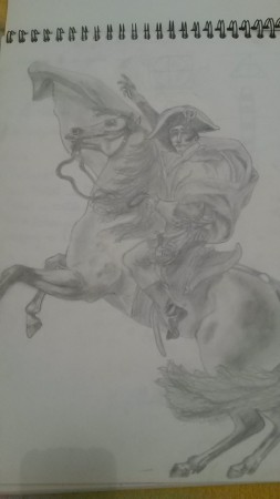 reproduction de Napoléon Bonaparte franchissant le Grand-Saint-Bernard de Jacques Louis David